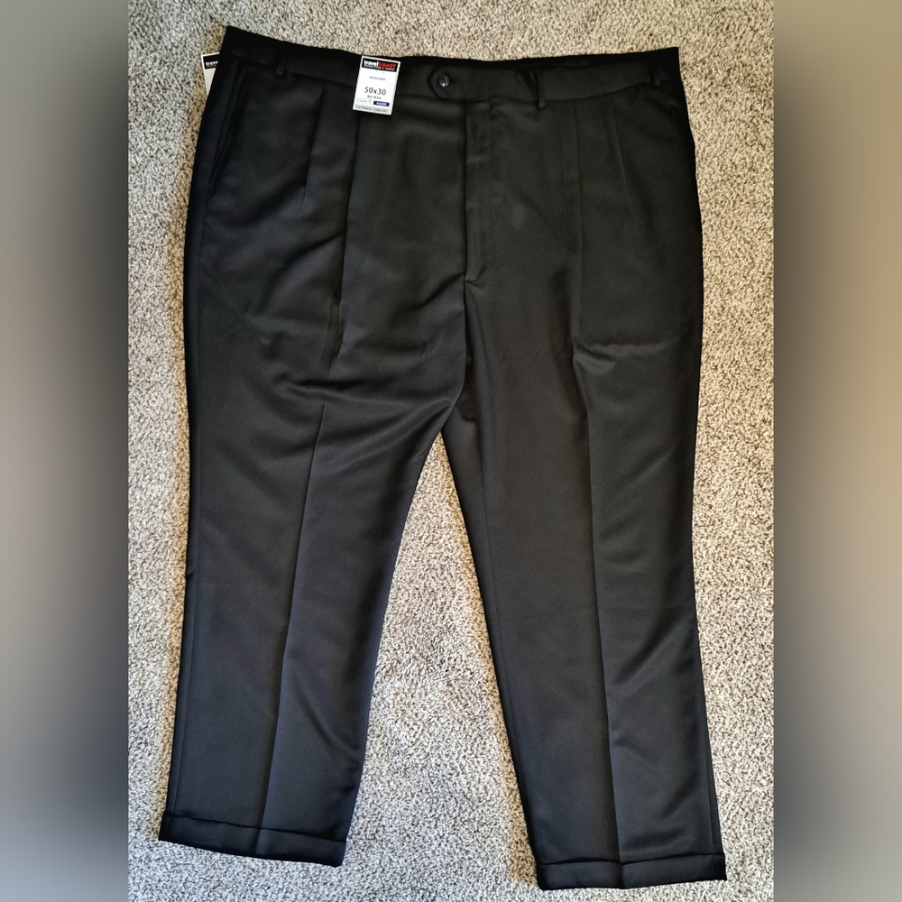 NWT Roundtree & Yorke Big and Tall Men's Black Pants Size 50x30